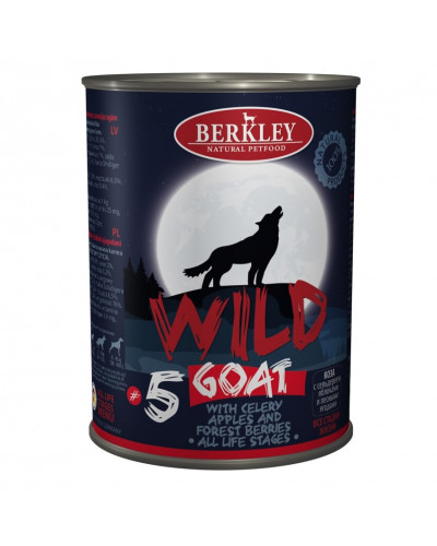 Влажный корм Berkley Adult Dog Wild №5 для взрослых собак с мясом козы, сельдереем, яблоками и лесными ягодами - 400 г х 6 шт