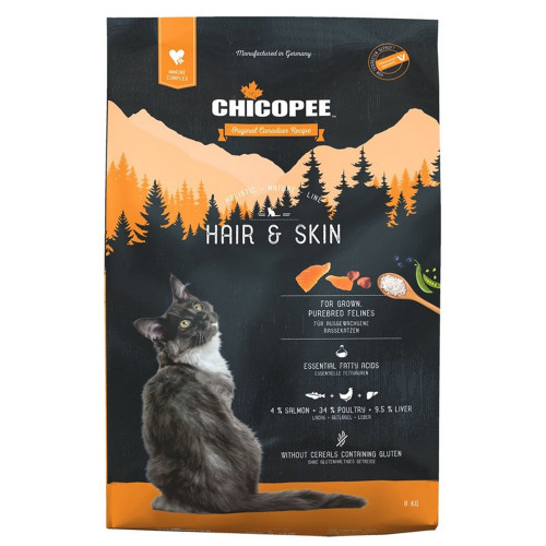 Chicopee Holistic Nature Line Cat Hair & Skin беззерновой сухой корм для кошек для кожи и шерсти