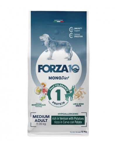 Forza10 Medium Diet для взрослых собак средних пород при аллергии из оленины с картофелем с микрокапсулами