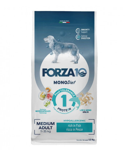 Forza10 Medium Diet корм для взрослых собак средних пород при аллергии из рыбы с микрокапсулами