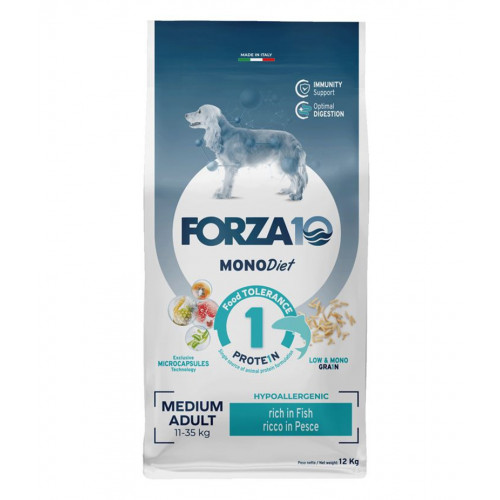 Forza10 Medium Diet корм для взрослых собак средних пород при аллергии из рыбы с микрокапсулами