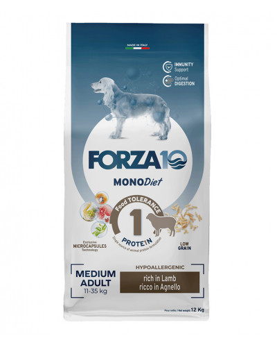 Forza10 Medium Diet сухой корм для взрослых собак средних пород из ягненка с микрокапсулами