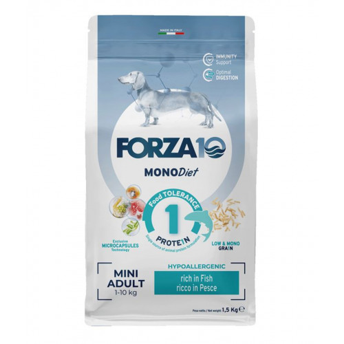 Forza10 Mini Diet сухой корм для взрослых собак мелких пород при аллергии из рыбы с микрокапсулами - 1,5 кг