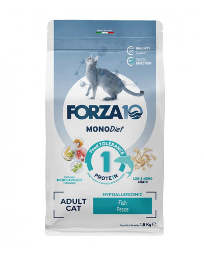 Forza10 Regular Diet сухой корм для взрослых кошек при аллергии и повышенной чувствительности к животным белкам с рыбой