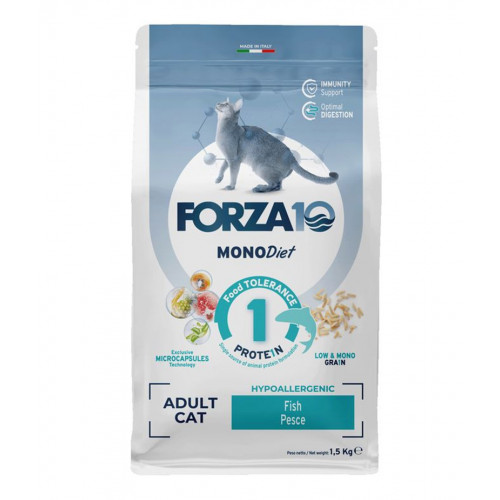 Forza10 Regular Diet сухой корм для взрослых кошек при аллергии и повышенной чувствительности к животным белкам с рыбой