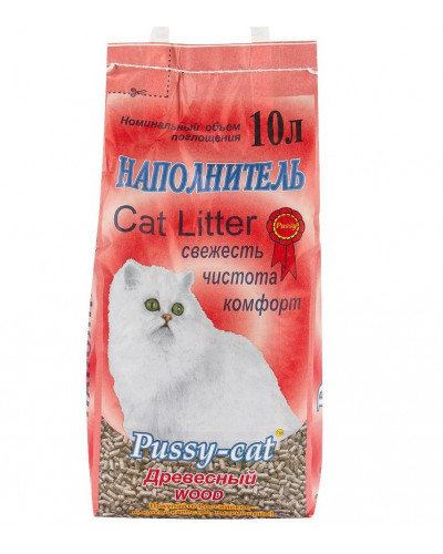 Pussy-Cat древесный впитывающий наполнитель для кошек - 10 л
